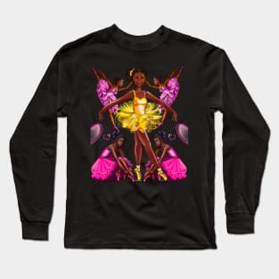 Black ballerina girls with corn rows ballet dancing 2 ! beautiful  black girl with Afro hair and dark brown skin wearing a pink tutu.Hair love ! Long Sleeve T-Shirt